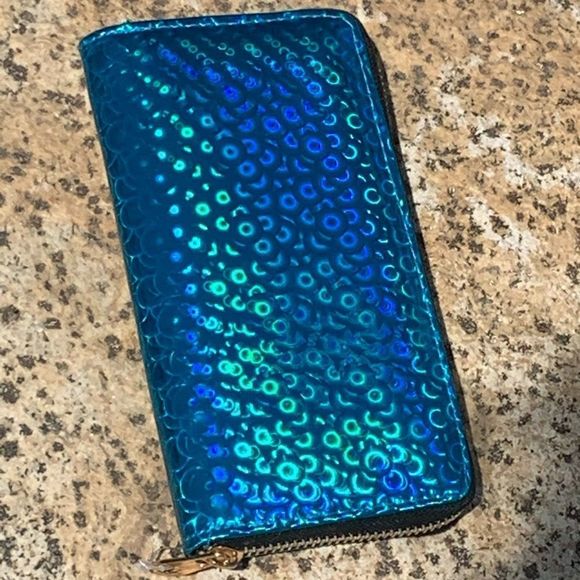 Handbags - Blue Iridescent Prism Colorful Zipper Wallet